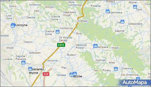 mapa Jabłonica Polska, Jabłonica Polska na mapie Targeo