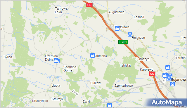 mapa Jabłonna gmina Rydzyna, Jabłonna gmina Rydzyna na mapie Targeo