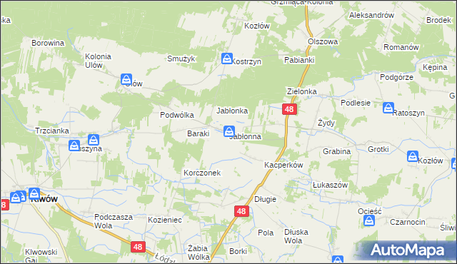 mapa Jabłonna gmina Wyśmierzyce, Jabłonna gmina Wyśmierzyce na mapie Targeo