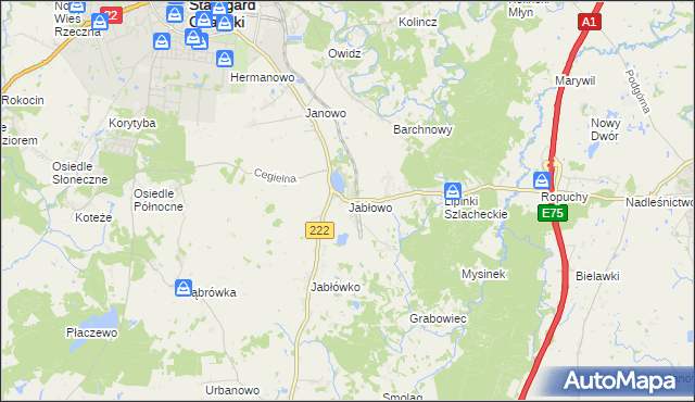 mapa Jabłowo, Jabłowo na mapie Targeo