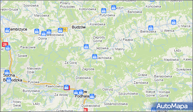 mapa Jachówka, Jachówka na mapie Targeo