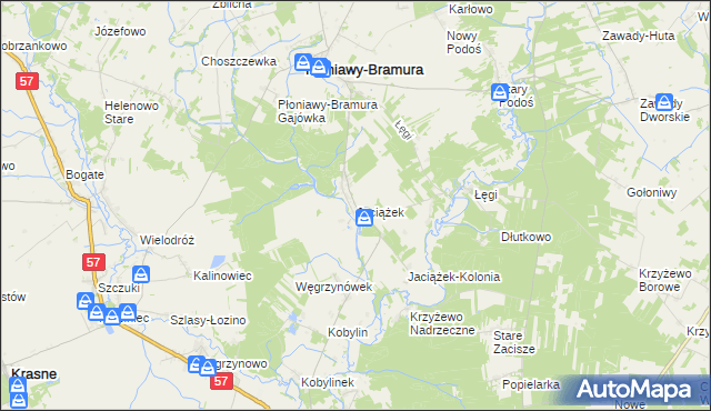 mapa Jaciążek, Jaciążek na mapie Targeo