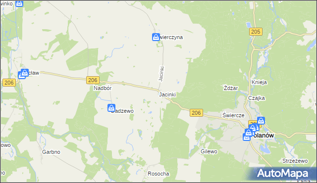 mapa Jacinki, Jacinki na mapie Targeo