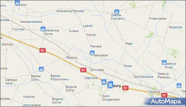 mapa Jackowice, Jackowice na mapie Targeo