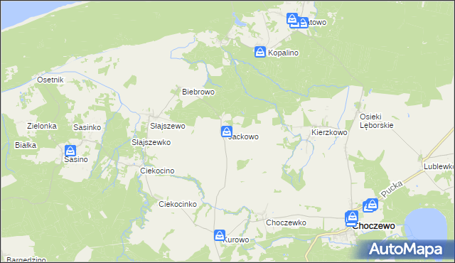 mapa Jackowo gmina Choczewo, Jackowo gmina Choczewo na mapie Targeo
