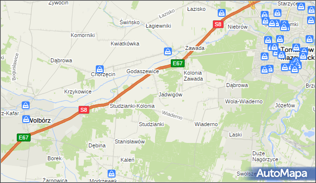 mapa Jadwigów gmina Tomaszów Mazowiecki, Jadwigów gmina Tomaszów Mazowiecki na mapie Targeo