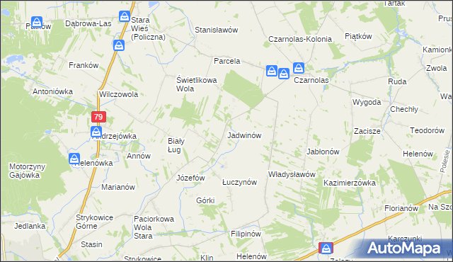 mapa Jadwinów gmina Policzna, Jadwinów gmina Policzna na mapie Targeo