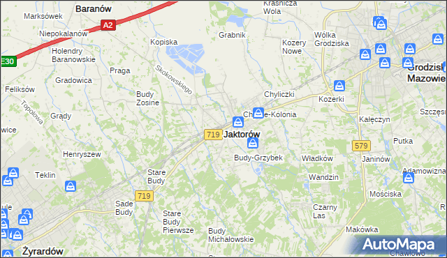 mapa Jaktorów, Jaktorów na mapie Targeo