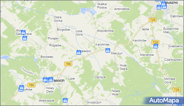 mapa Jakubów gmina Krasocin, Jakubów gmina Krasocin na mapie Targeo