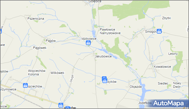 mapa Jakubowice gmina Wilków, Jakubowice gmina Wilków na mapie Targeo