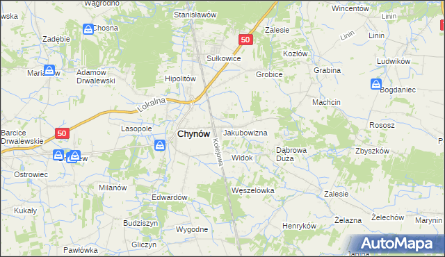 mapa Jakubowizna, Jakubowizna na mapie Targeo