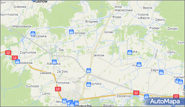 mapa Janików gmina Przysucha, Janików gmina Przysucha na mapie Targeo