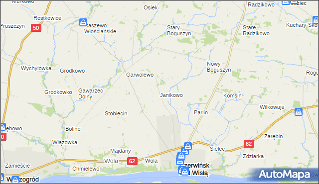 mapa Janikowo gmina Czerwińsk nad Wisłą, Janikowo gmina Czerwińsk nad Wisłą na mapie Targeo