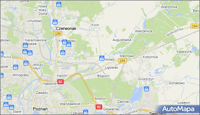 mapa Janikowo gmina Swarzędz, Janikowo gmina Swarzędz na mapie Targeo