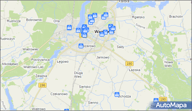 mapa Jankowo gmina Wągrowiec, Jankowo gmina Wągrowiec na mapie Targeo