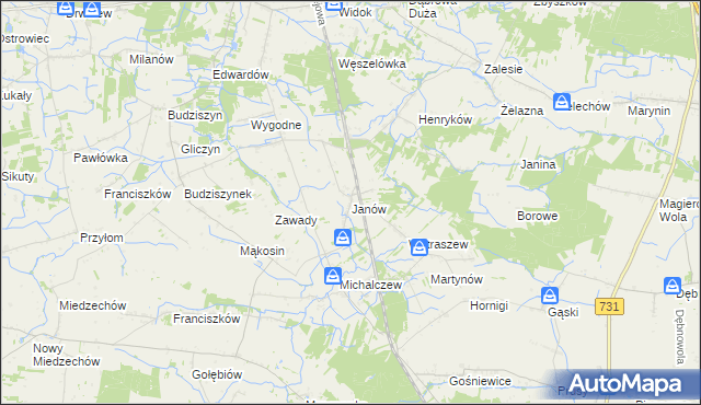 mapa Janów gmina Chynów, Janów gmina Chynów na mapie Targeo