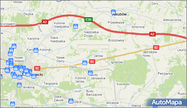 mapa Janów gmina Mińsk Mazowiecki, Janów gmina Mińsk Mazowiecki na mapie Targeo