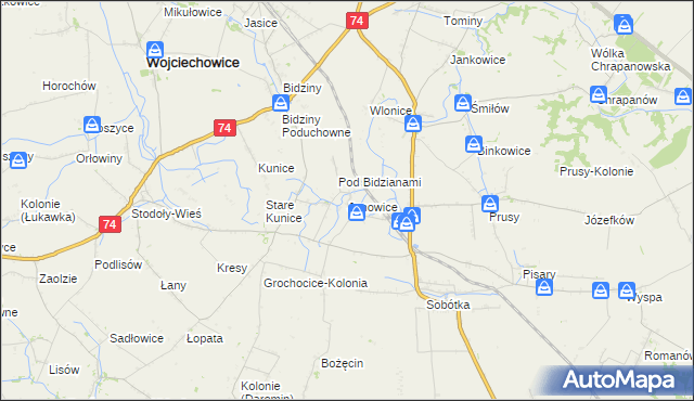 mapa Janowice gmina Ożarów, Janowice gmina Ożarów na mapie Targeo