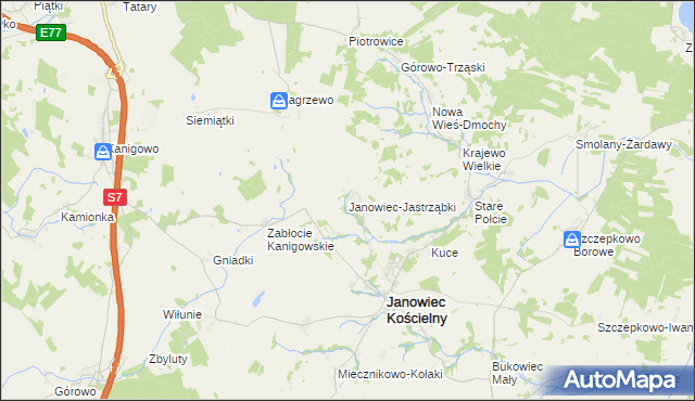 mapa Janowiec-Jastrząbki, Janowiec-Jastrząbki na mapie Targeo