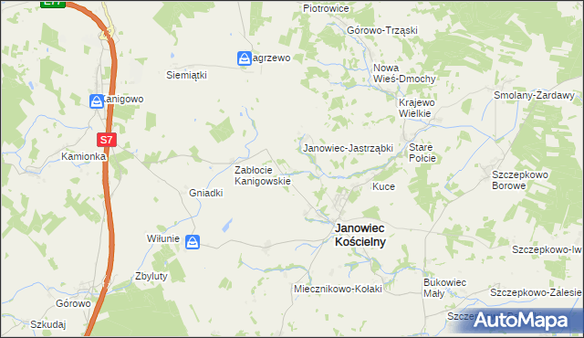 mapa Janowiec-Zdzięty, Janowiec-Zdzięty na mapie Targeo