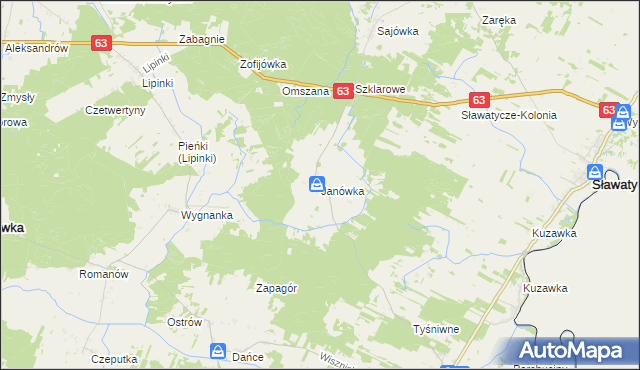 mapa Janówka gmina Hanna, Janówka gmina Hanna na mapie Targeo