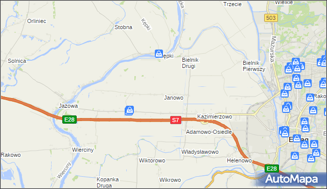 mapa Janowo gmina Elbląg, Janowo gmina Elbląg na mapie Targeo