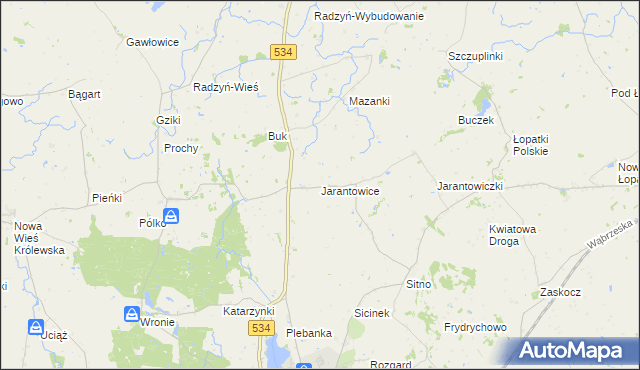 mapa Jarantowice gmina Ryńsk, Jarantowice gmina Ryńsk na mapie Targeo