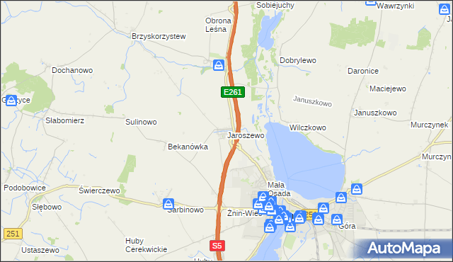 mapa Jaroszewo gmina Żnin, Jaroszewo gmina Żnin na mapie Targeo
