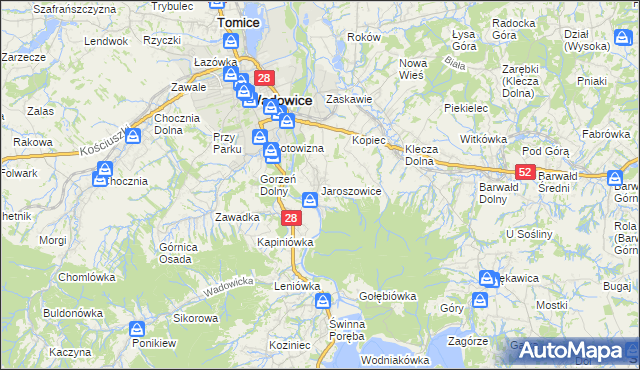 mapa Jaroszowice, Jaroszowice na mapie Targeo