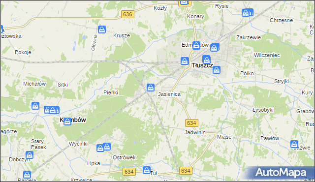mapa Jasienica gmina Tłuszcz, Jasienica gmina Tłuszcz na mapie Targeo