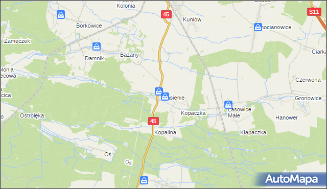 mapa Jasienie, Jasienie na mapie Targeo