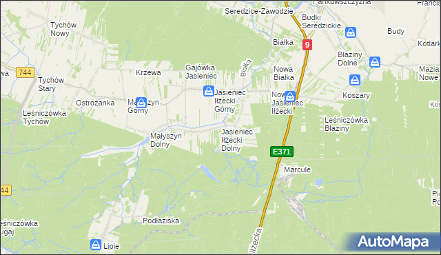 mapa Jasieniec Iłżecki Dolny, Jasieniec Iłżecki Dolny na mapie Targeo