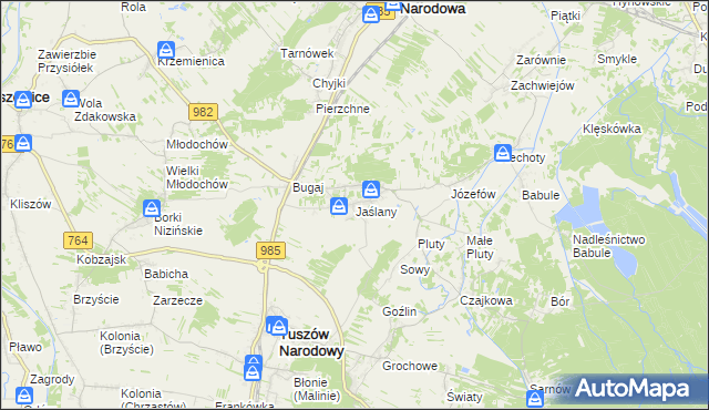 mapa Jaślany, Jaślany na mapie Targeo