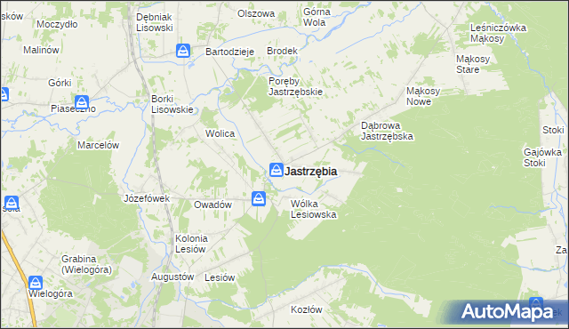 mapa Jastrzębia powiat radomski, Jastrzębia powiat radomski na mapie Targeo