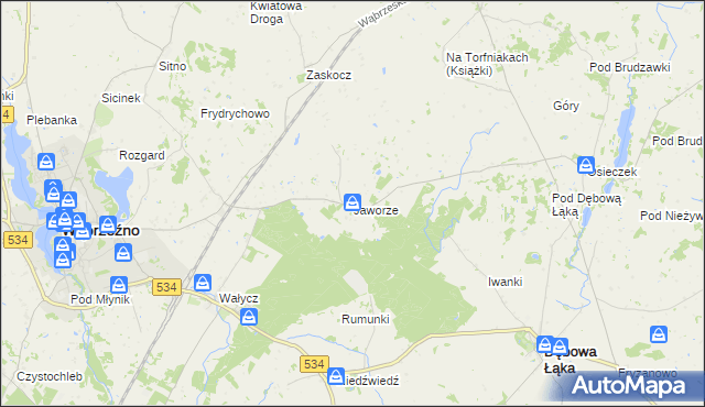 mapa Jaworze gmina Ryńsk, Jaworze gmina Ryńsk na mapie Targeo