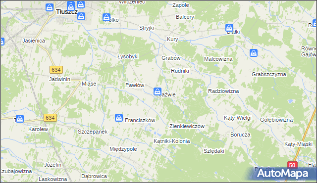 mapa Jaźwie, Jaźwie na mapie Targeo