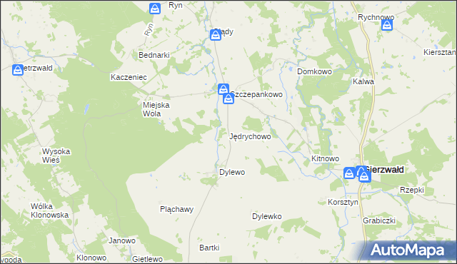 mapa Jędrychowo gmina Grunwald, Jędrychowo gmina Grunwald na mapie Targeo