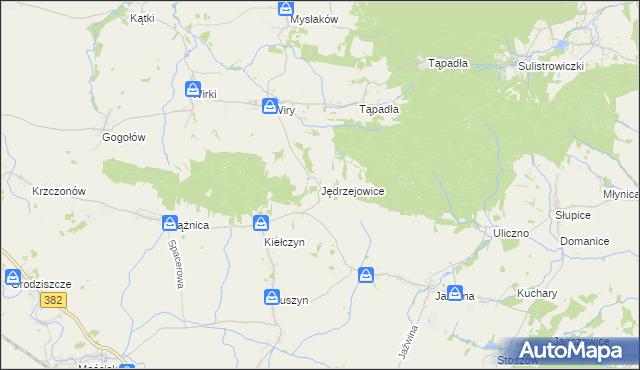 mapa Jędrzejowice gmina Dzierżoniów, Jędrzejowice gmina Dzierżoniów na mapie Targeo