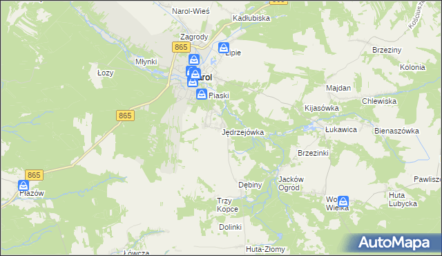 mapa Jędrzejówka gmina Narol, Jędrzejówka gmina Narol na mapie Targeo
