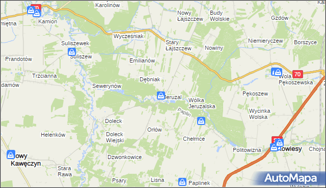 mapa Jeruzal gmina Kowiesy, Jeruzal gmina Kowiesy na mapie Targeo