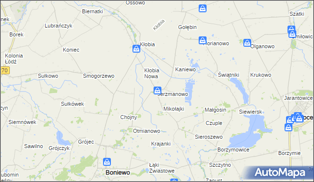 mapa Jerzmanowo gmina Boniewo, Jerzmanowo gmina Boniewo na mapie Targeo