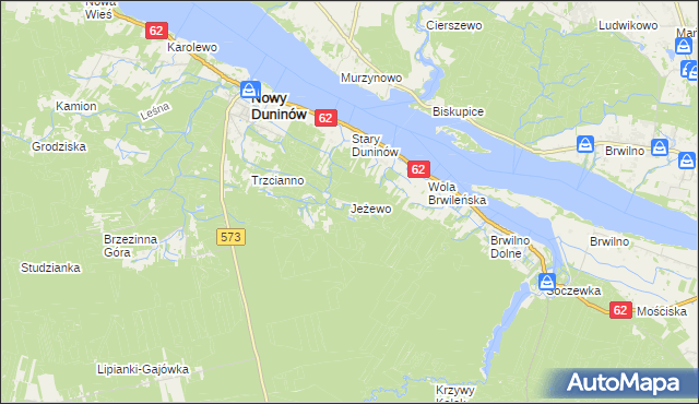mapa Jeżewo gmina Nowy Duninów, Jeżewo gmina Nowy Duninów na mapie Targeo