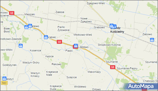 mapa Jeżewo gmina Zawidz, Jeżewo gmina Zawidz na mapie Targeo