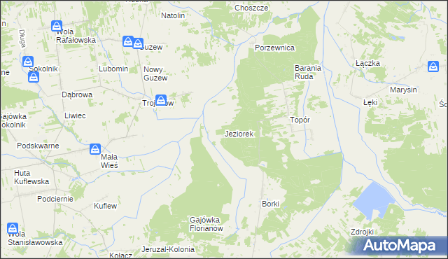 mapa Jeziorek gmina Mrozy, Jeziorek gmina Mrozy na mapie Targeo