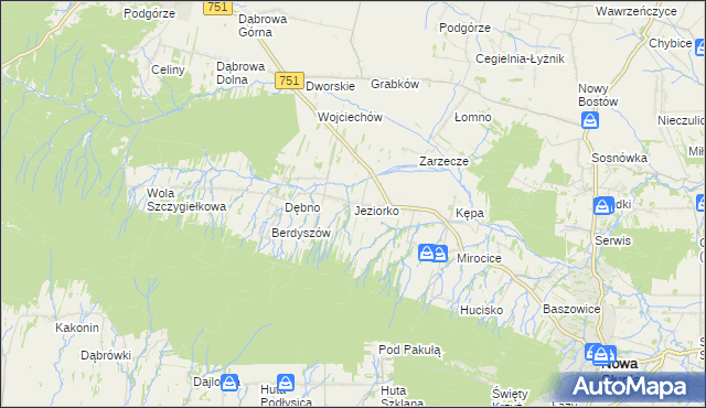 mapa Jeziorko gmina Nowa Słupia, Jeziorko gmina Nowa Słupia na mapie Targeo
