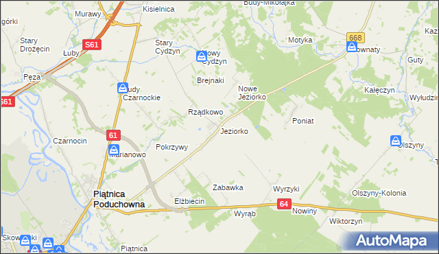 mapa Jeziorko gmina Piątnica, Jeziorko gmina Piątnica na mapie Targeo