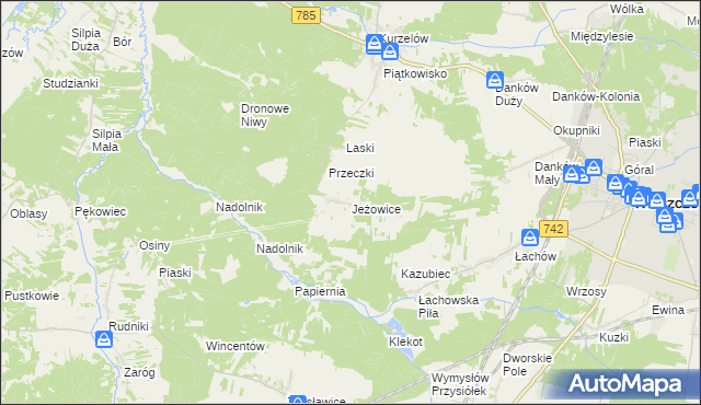 mapa Jeżowice, Jeżowice na mapie Targeo