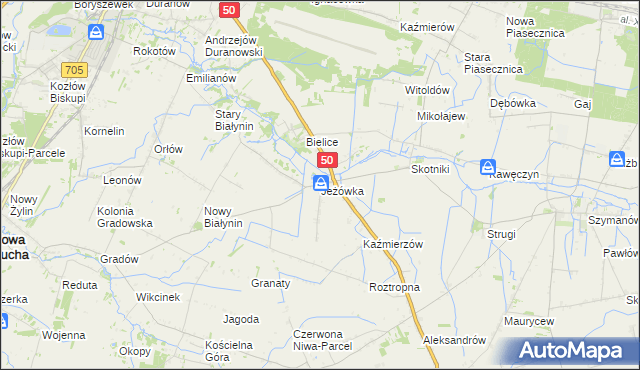 mapa Jeżówka gmina Sochaczew, Jeżówka gmina Sochaczew na mapie Targeo