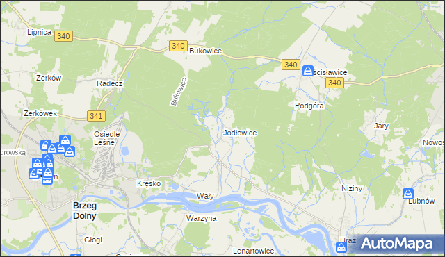 mapa Jodłowice, Jodłowice na mapie Targeo