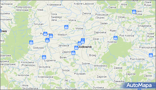 mapa Jodłownik, Jodłownik na mapie Targeo